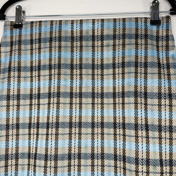 Altar'd State Blue Gold Black Plaid Stretchy Elastic Waist Mini Skirt Sz M - Picture 12 of 13